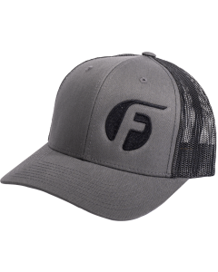 Charcoal grey snap back hat with black Fleece logo.