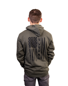 Fleece Performance Olive Green Flag Hoodie - back