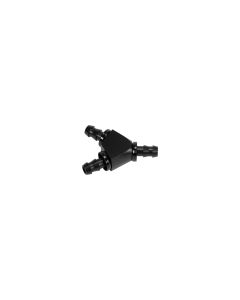 3/8" Black Anodized Aluminum Y Barbed Fitting (For -6 Pushlock Hose)