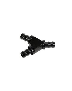 1/2" Black Anodized Aluminum Y Barbed Fitting (For -8 Pushlock Hose)