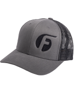 Charcoal grey snap back hat with black Fleece logo.